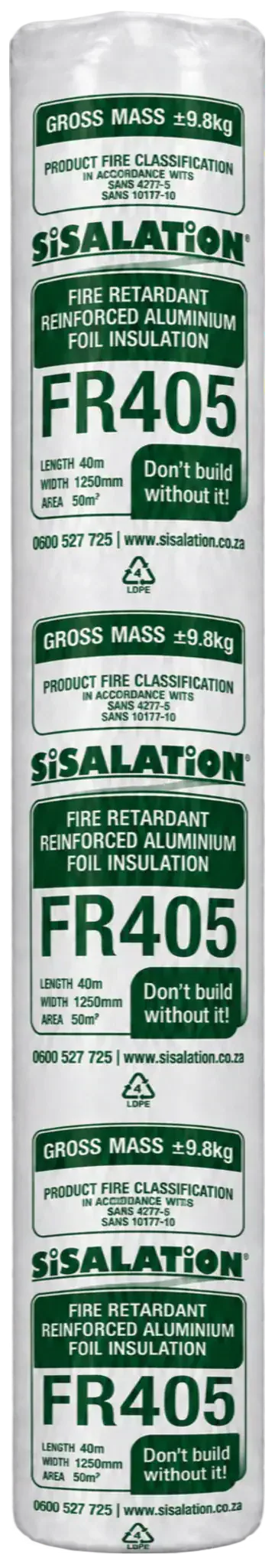 Upright Sisalation FR405 radiant barrier insulation roll
