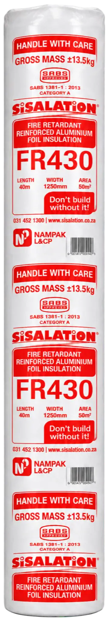 Upright Sisalation FR430 radiant barrier insulation roll
