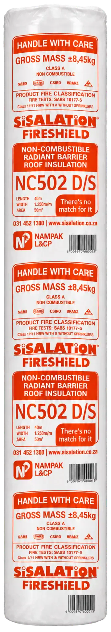 Upright Sisalation Fireshield NC502 radiant barrier insulation roll